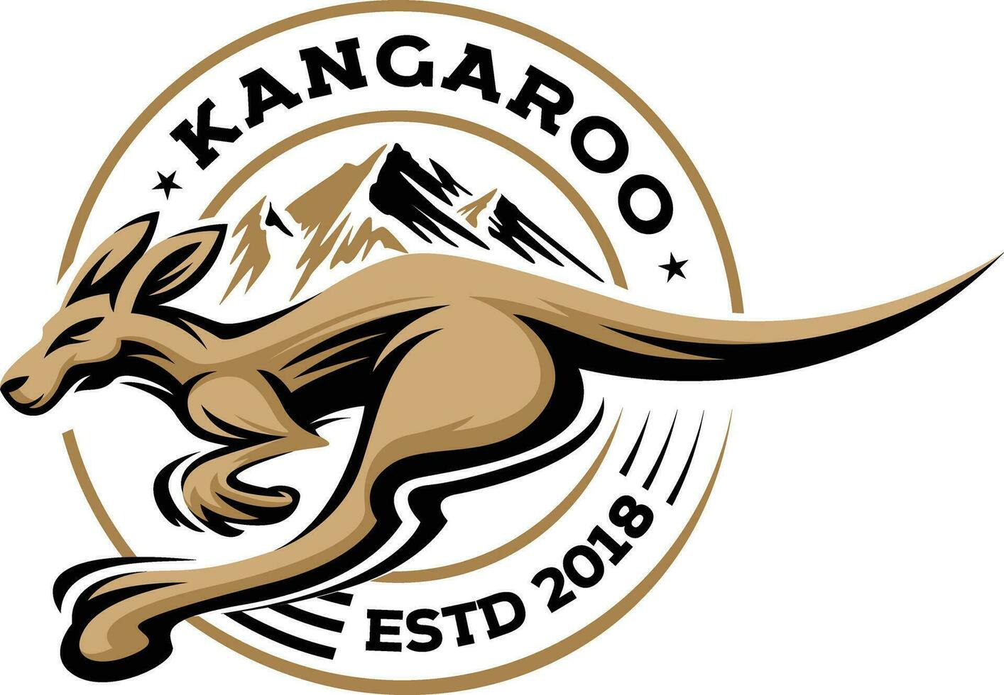 fast jump kangaroo logo retro in badge vector