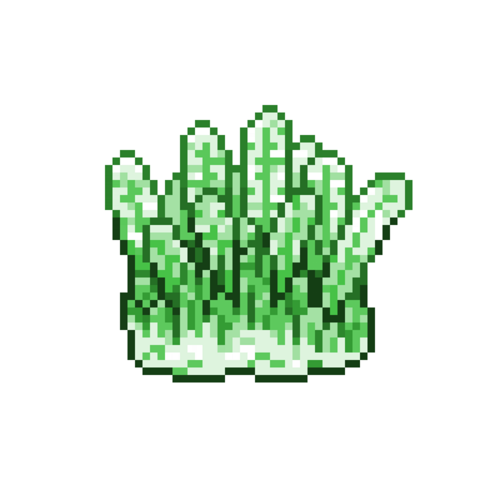 An 8-bit retro-styled pixel-art illustration of an green glowing magnesium crystal cluster. png