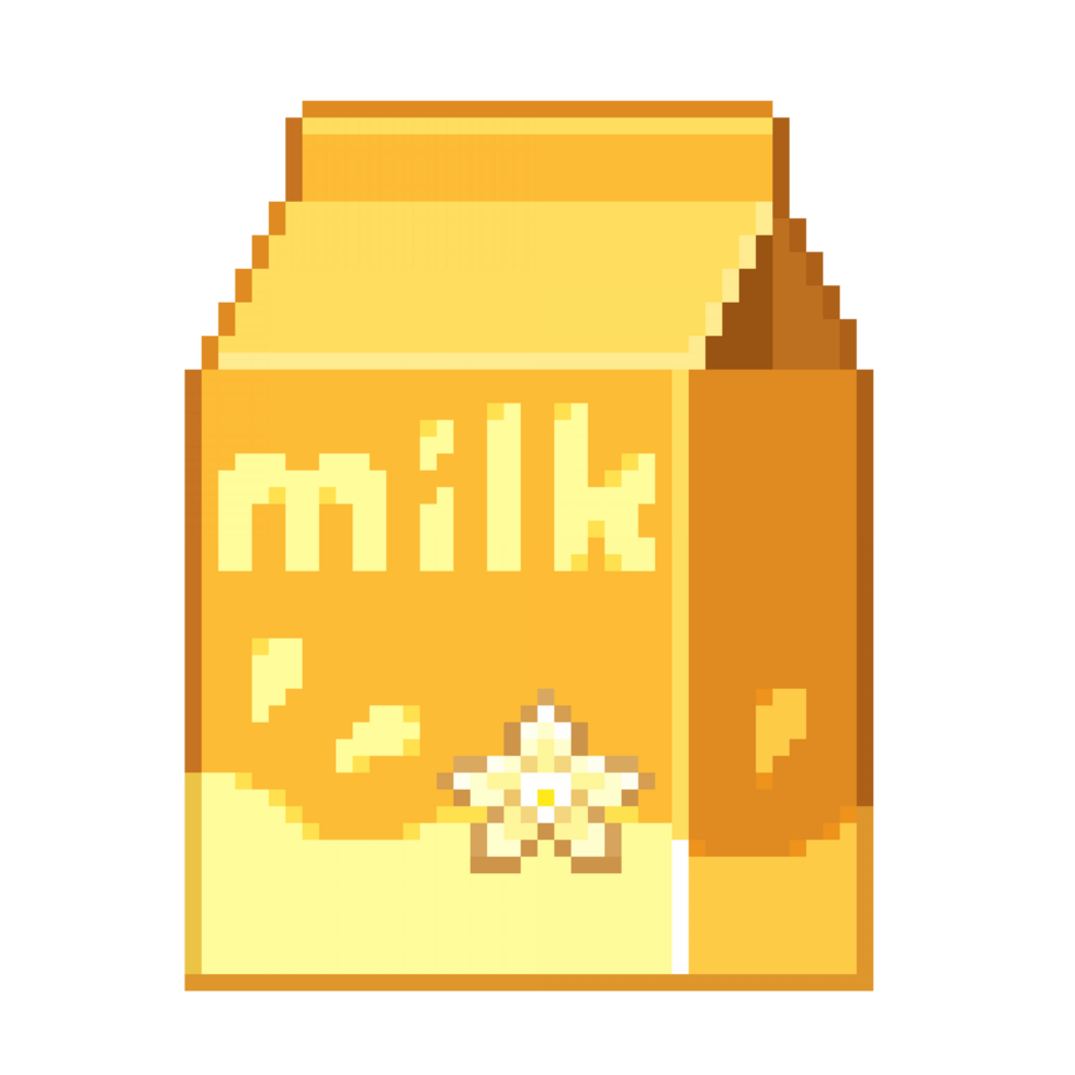 An 8-bit retro-styled pixel-art illustration of vanilla milk. png