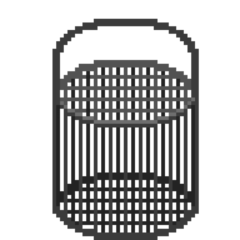 An 8-bit retro-styled pixel-art illustration of a crabpot. png