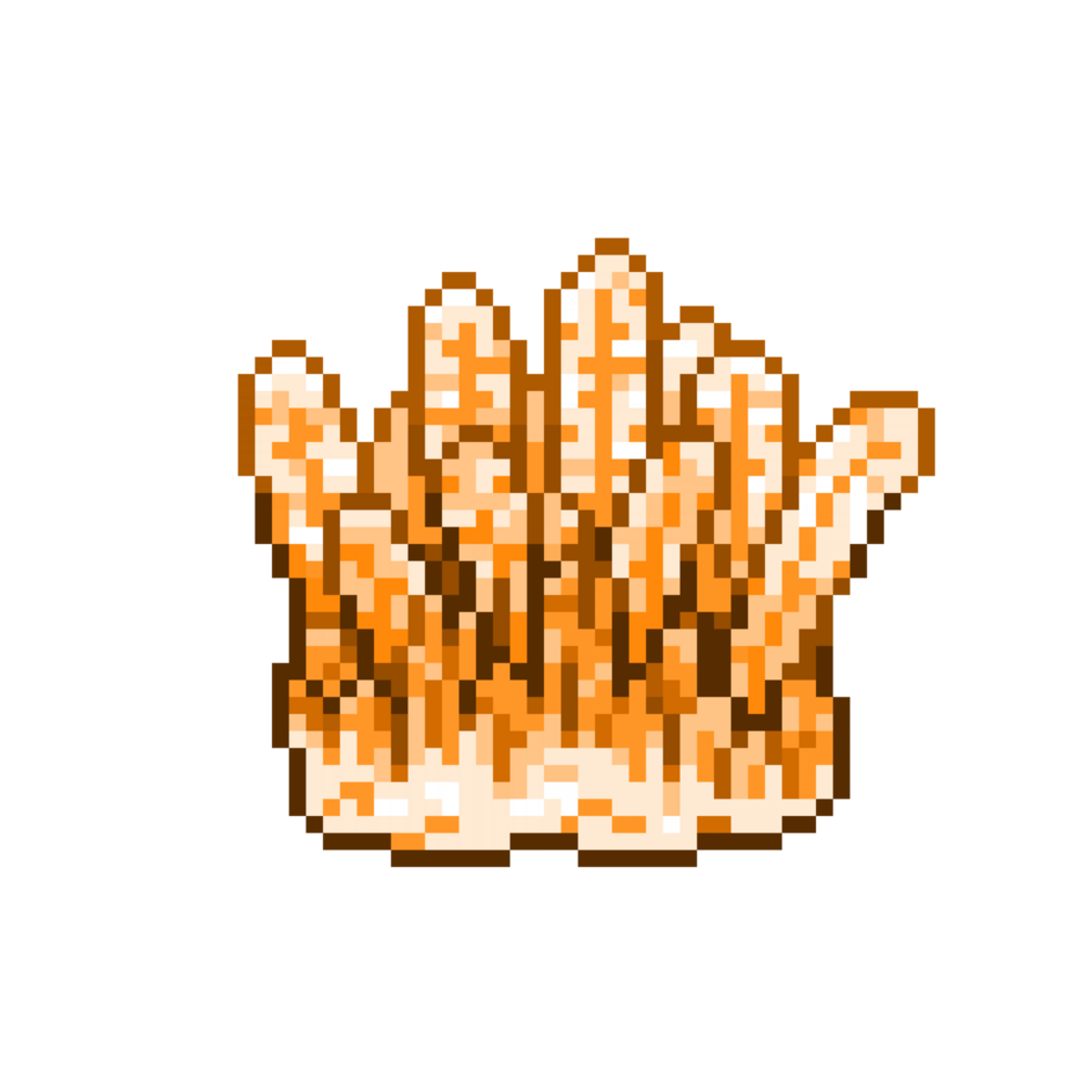 An 8-bit retro-styled pixel-art illustration of an orange glowing magnesium crystal cluster. png