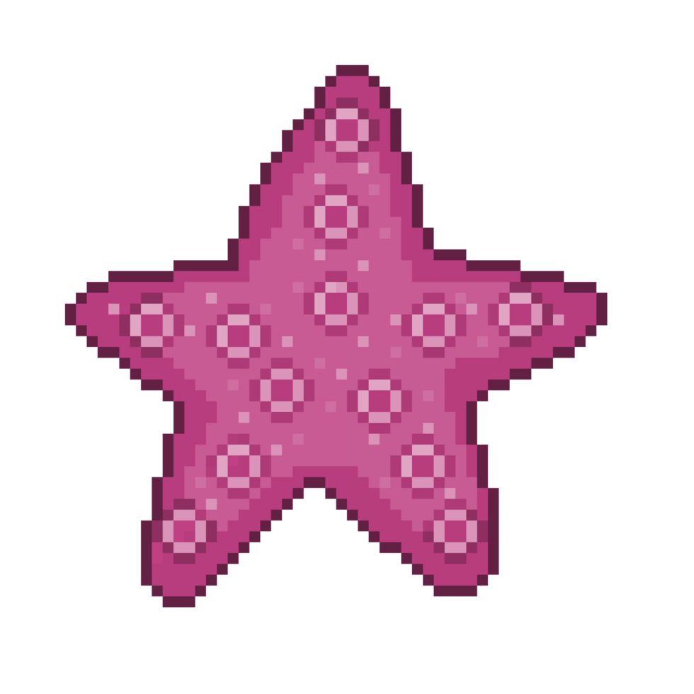 a 8 bits com estilo retrô arte de pixel ilustração do uma Rosa estrela do Mar. png