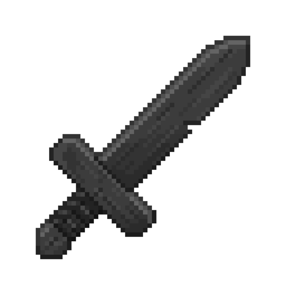 un 8 bits de style rétro Pixel art illustration de une noir en bois épée. png