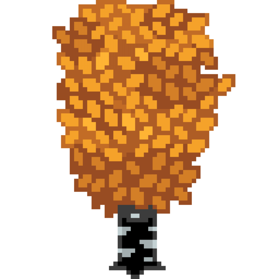 un 8 bits estilo retro arte de pixel ilustración de un naranja abedul árbol con oscuro negro ladrar. png