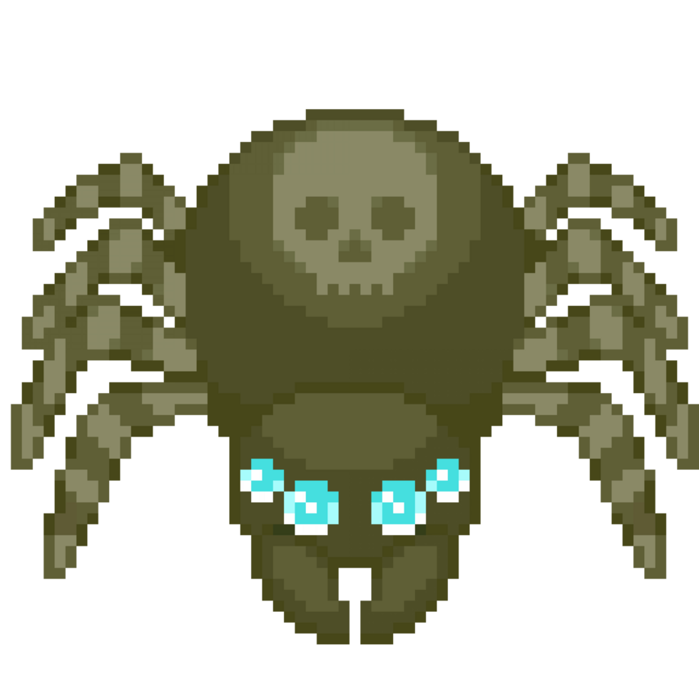 An 8-bit retro-styled pixel-art illustration of a brownish tan tarantula. png