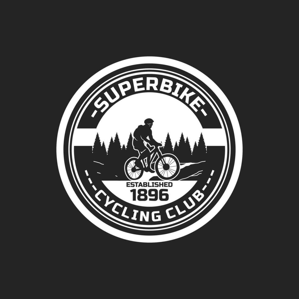 mountain bike professional logo. mountain bike emblems. sport mountain bike with view of trees. vector