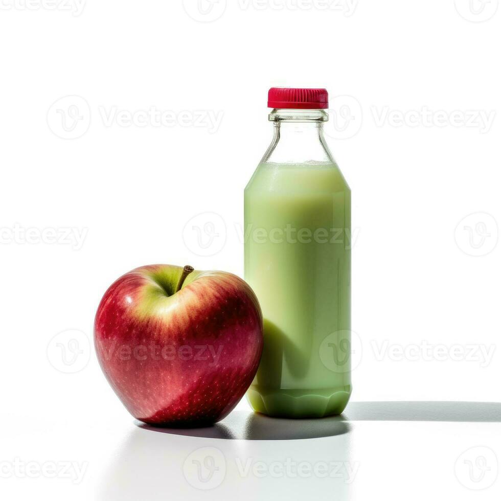 Apple Smoothie shake in a bottle isolated on white background photo