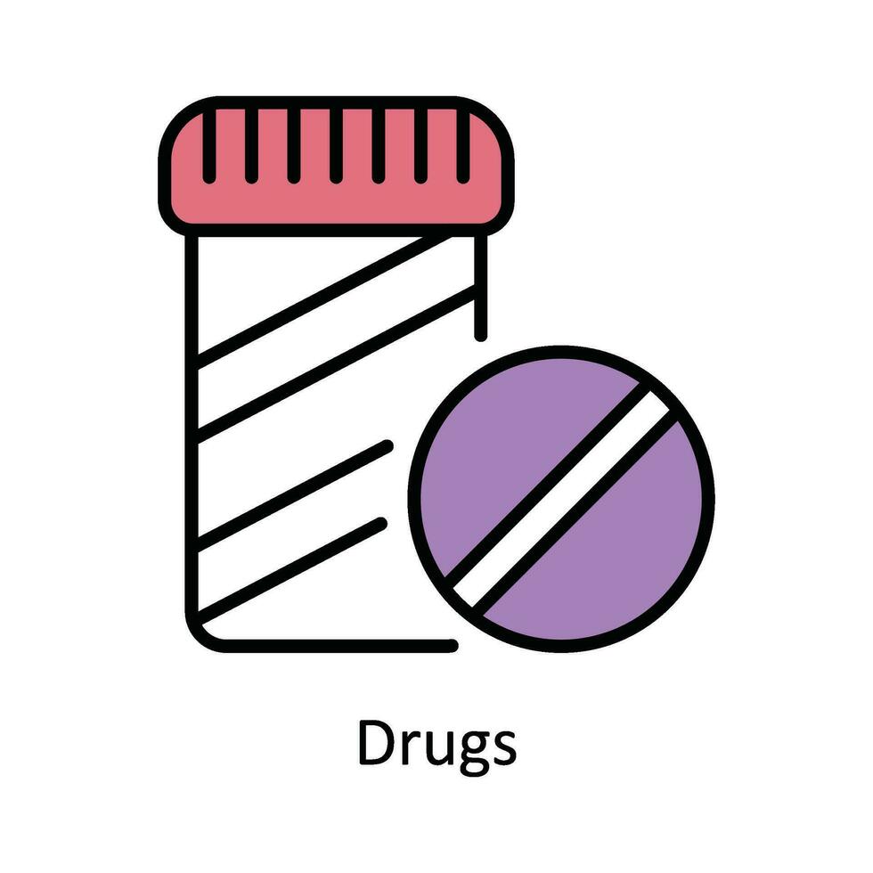 Drugs Vector Fill outline Icon Design illustration. Pharmacy  Symbol on White background EPS 10 File