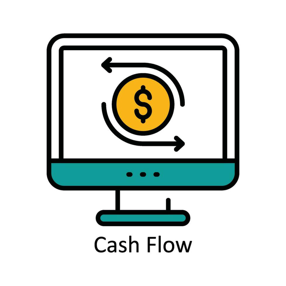 Cash Flow Vector Fill outline Icon Design illustration. Product Management Symbol on White background EPS 10 File