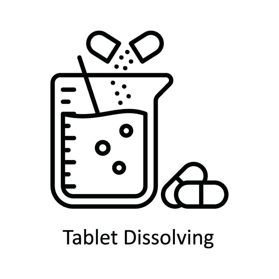 Tablet Dissolving Vector  outline Icon Design illustration. Pharmacy  Symbol on White background EPS 10 File