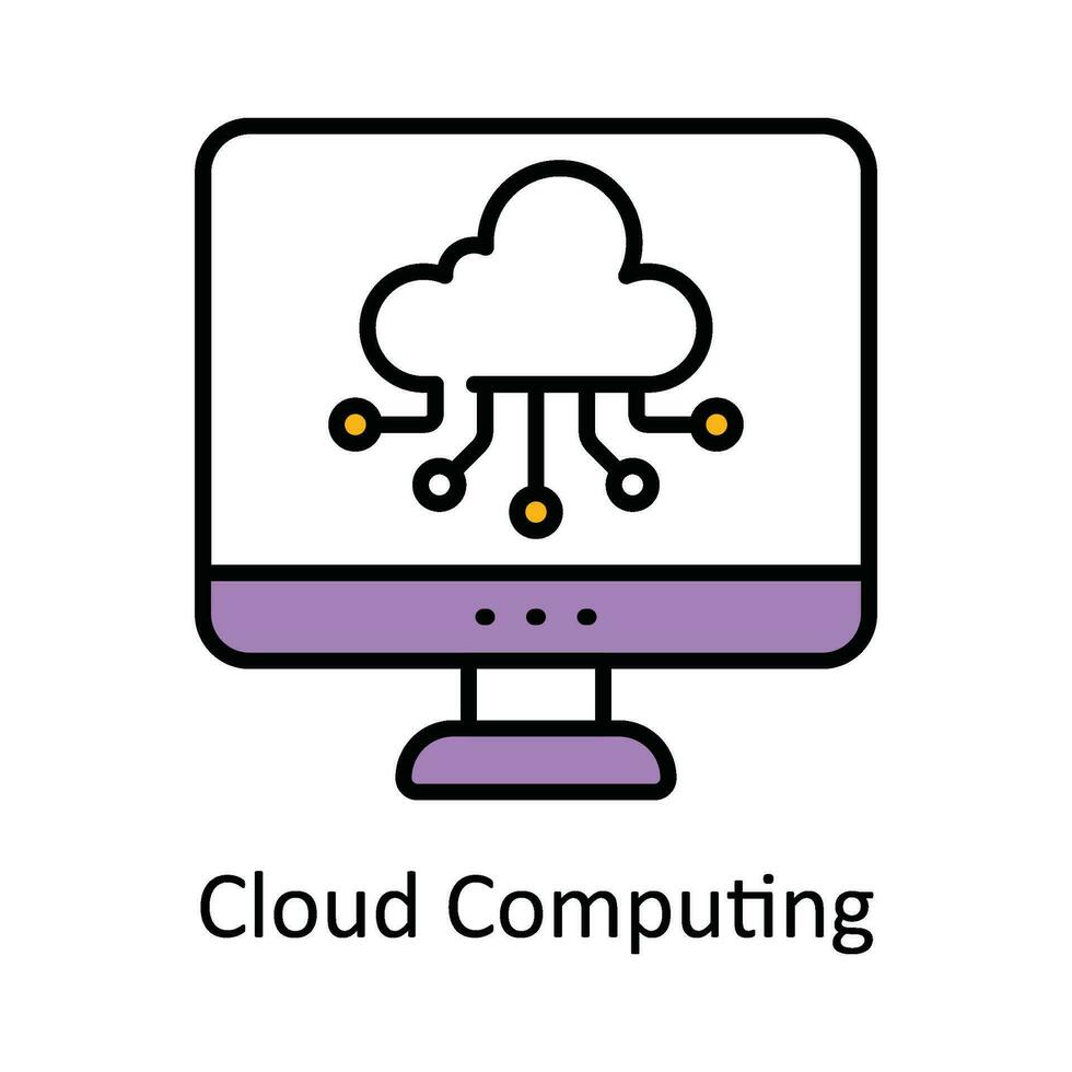 Cloud Computing Vector Fill outline Icon Design illustration. Smart Industries Symbol on White background EPS 10 File