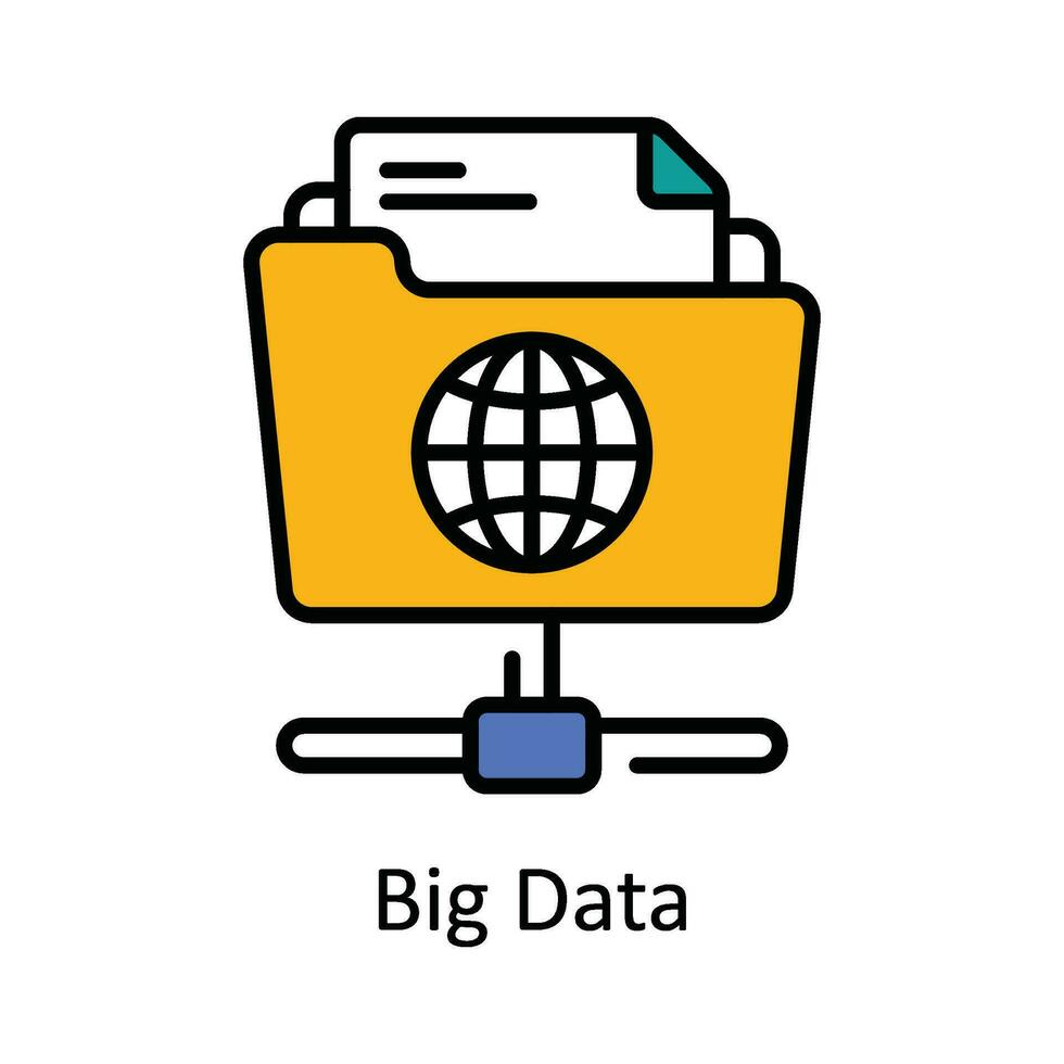 Big Data Vector Fill outline Icon Design illustration. Smart Industries Symbol on White background EPS 10 File