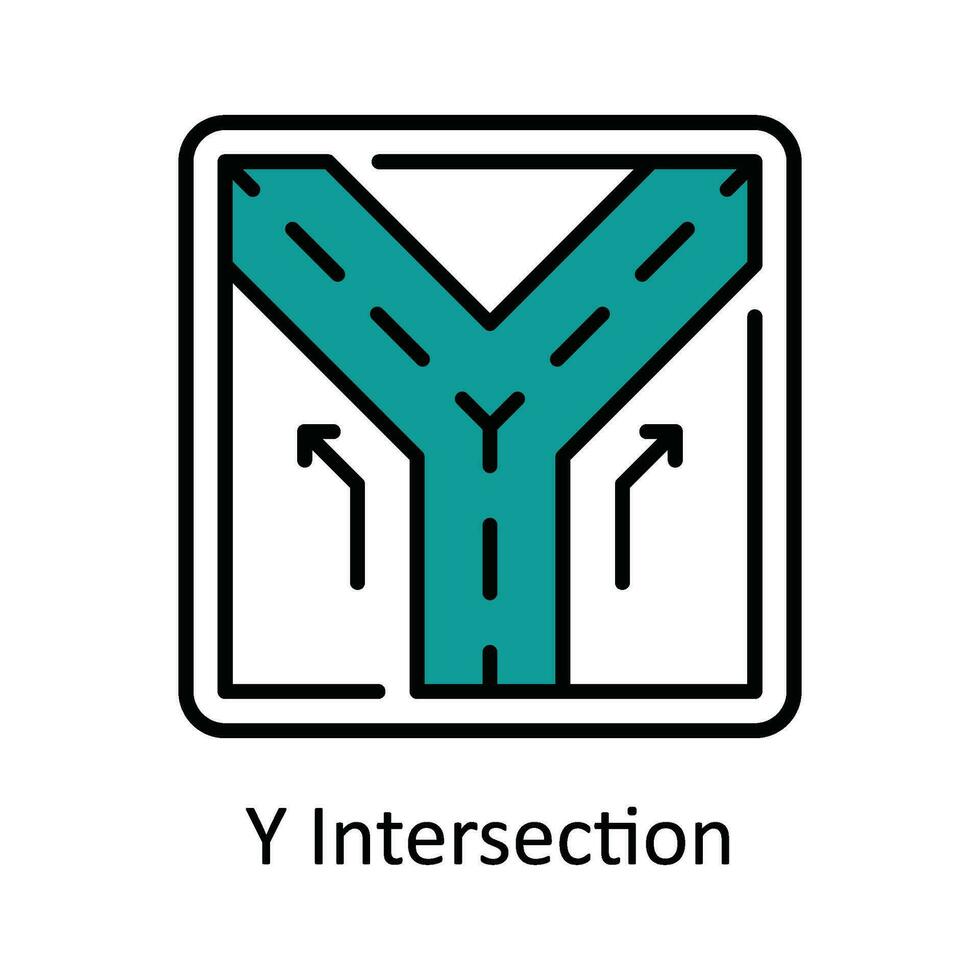 Y Intersection Vector Fill outline Icon Design illustration. Map and Navigation Symbol on White background EPS 10 File