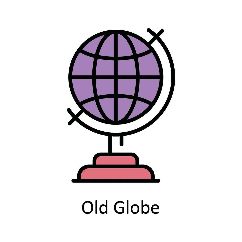 Old Globe Vector Fill outline Icon Design illustration. Astrology And Zodiac Signs Symbol on White background EPS 10 File