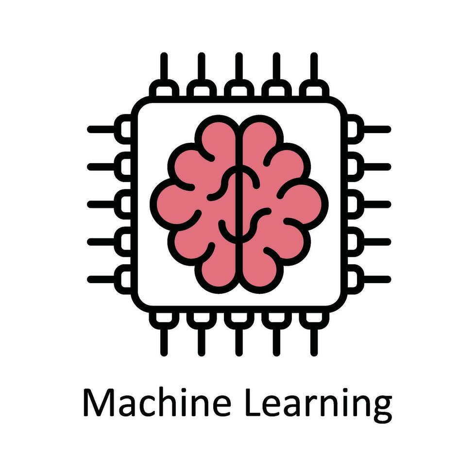 Machine Learning Vector Fill outline Icon Design illustration. Smart Industries Symbol on White background EPS 10 File