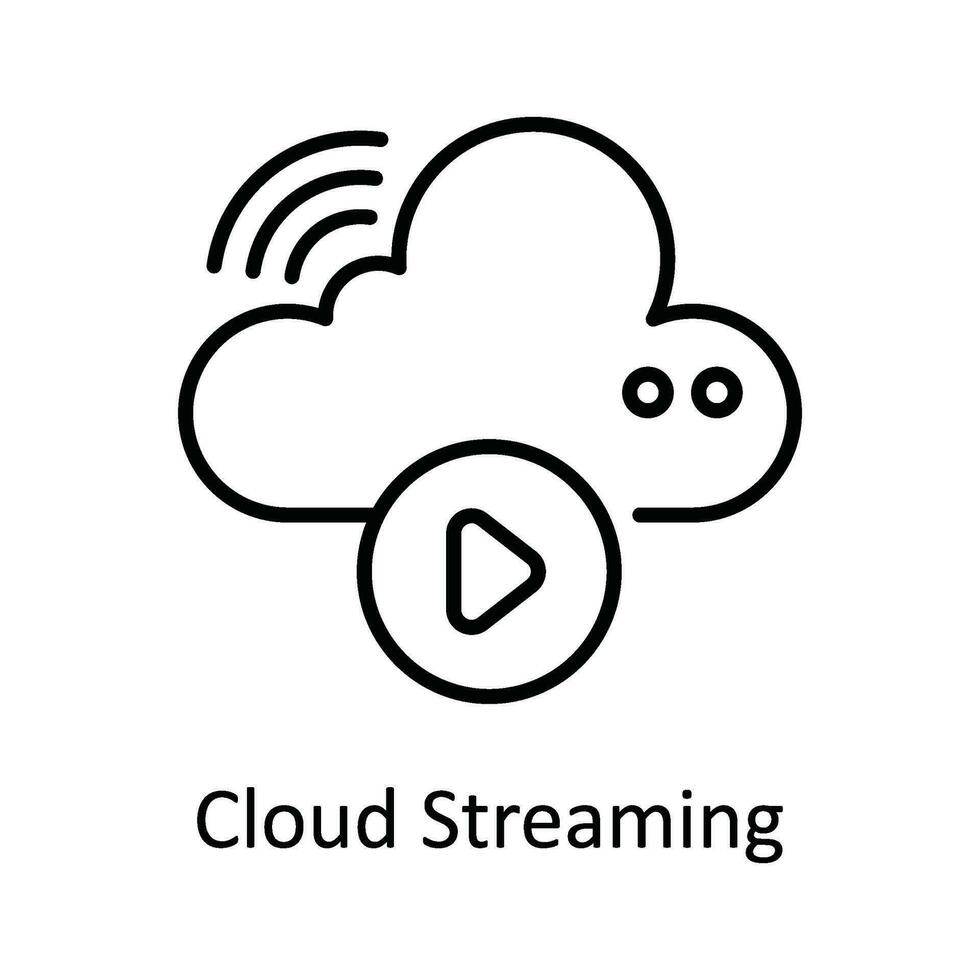 Cloud Streaming Vector   outline Icon Design illustration. Online streaming Symbol on White background EPS 10 File