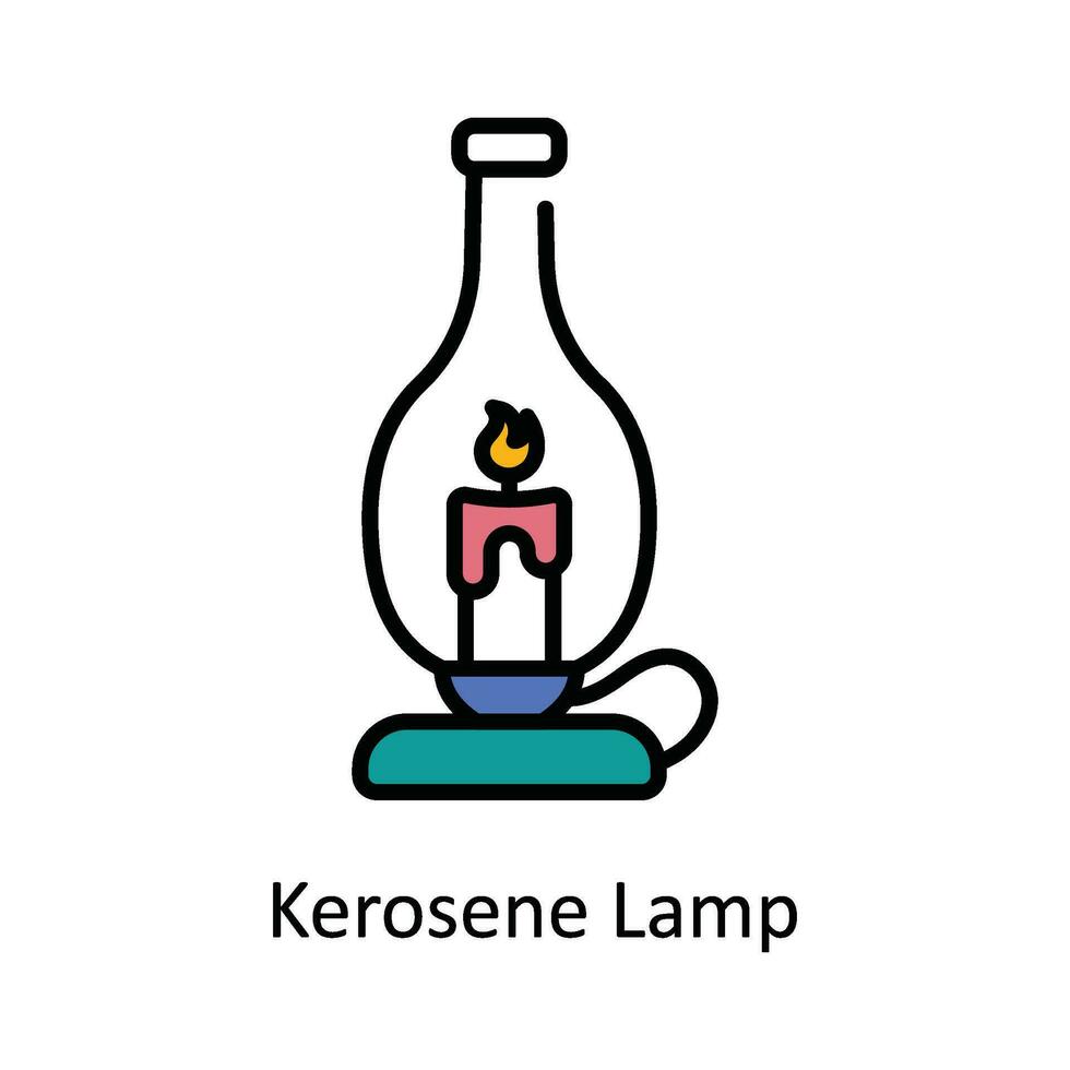 Kerosene Lamp Vector Fill outline Icon Design illustration. Astrology And Zodiac Signs Symbol on White background EPS 10 File