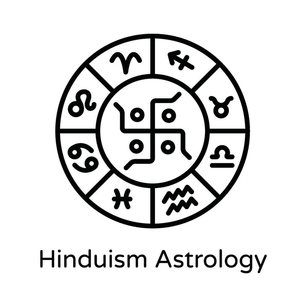 hinduismo astrología vector contorno icono diseño ilustración. astrología y zodíaco señales símbolo en blanco antecedentes eps 10 archivo