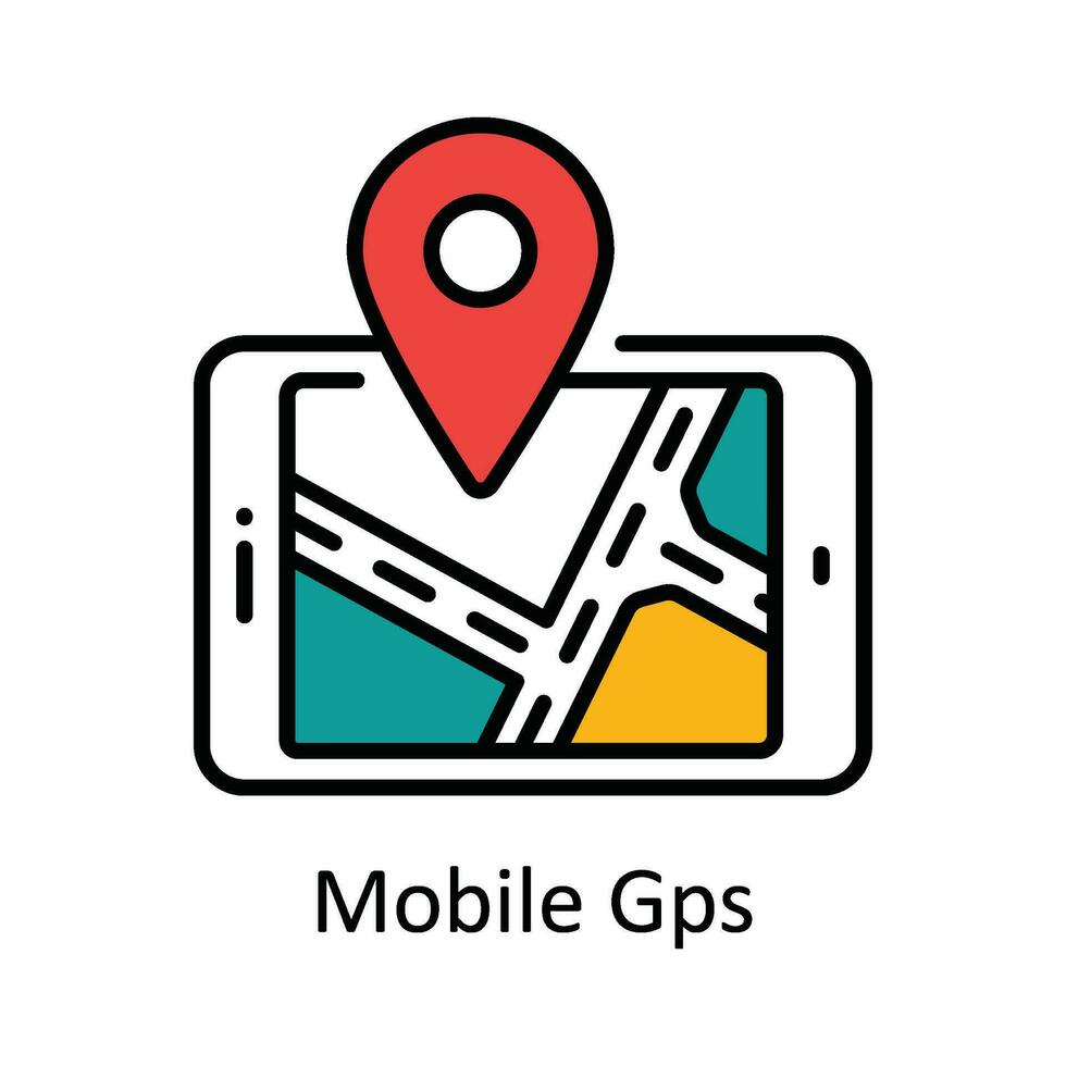 Mobile Gps Vector Fill outline Icon Design illustration. Map and Navigation Symbol on White background EPS 10 File