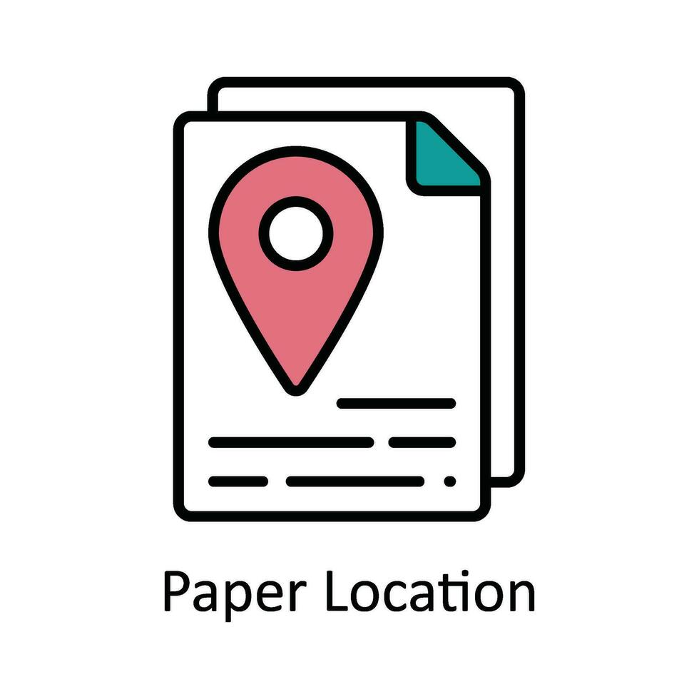 Paper Location Vector Fill outline Icon Design illustration. Map and Navigation Symbol on White background EPS 10 File
