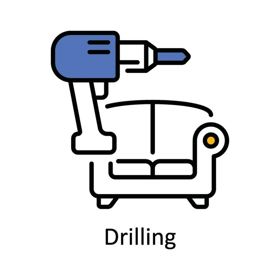 Drilling Vector Fill outline Icon Design illustration. Home Repair And Maintenance Symbol on White background EPS 10 File