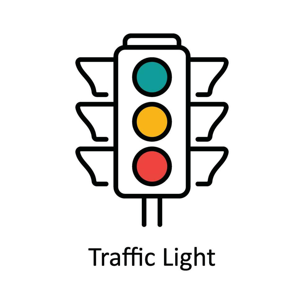 Traffic Light Vector Fill outline Icon Design illustration. Map and Navigation Symbol on White background EPS 10 File