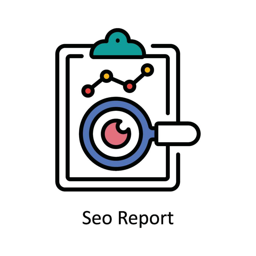 Seo Report Vector Fill outline Icon Design illustration. Digital Marketing  Symbol on White background EPS 10 File