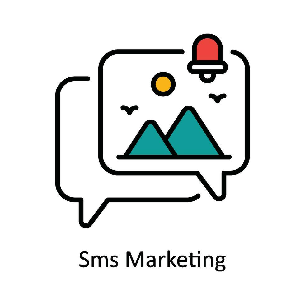 Sms Marketing Vector Fill outline Icon Design illustration. Digital Marketing  Symbol on White background EPS 10 File