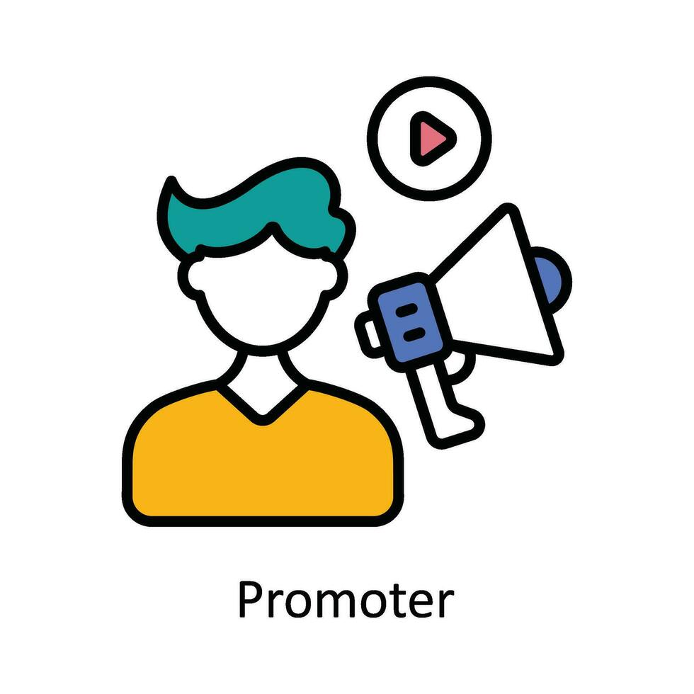 promotor vector llenar contorno icono diseño ilustración. digital márketing símbolo en blanco antecedentes eps 10 archivo