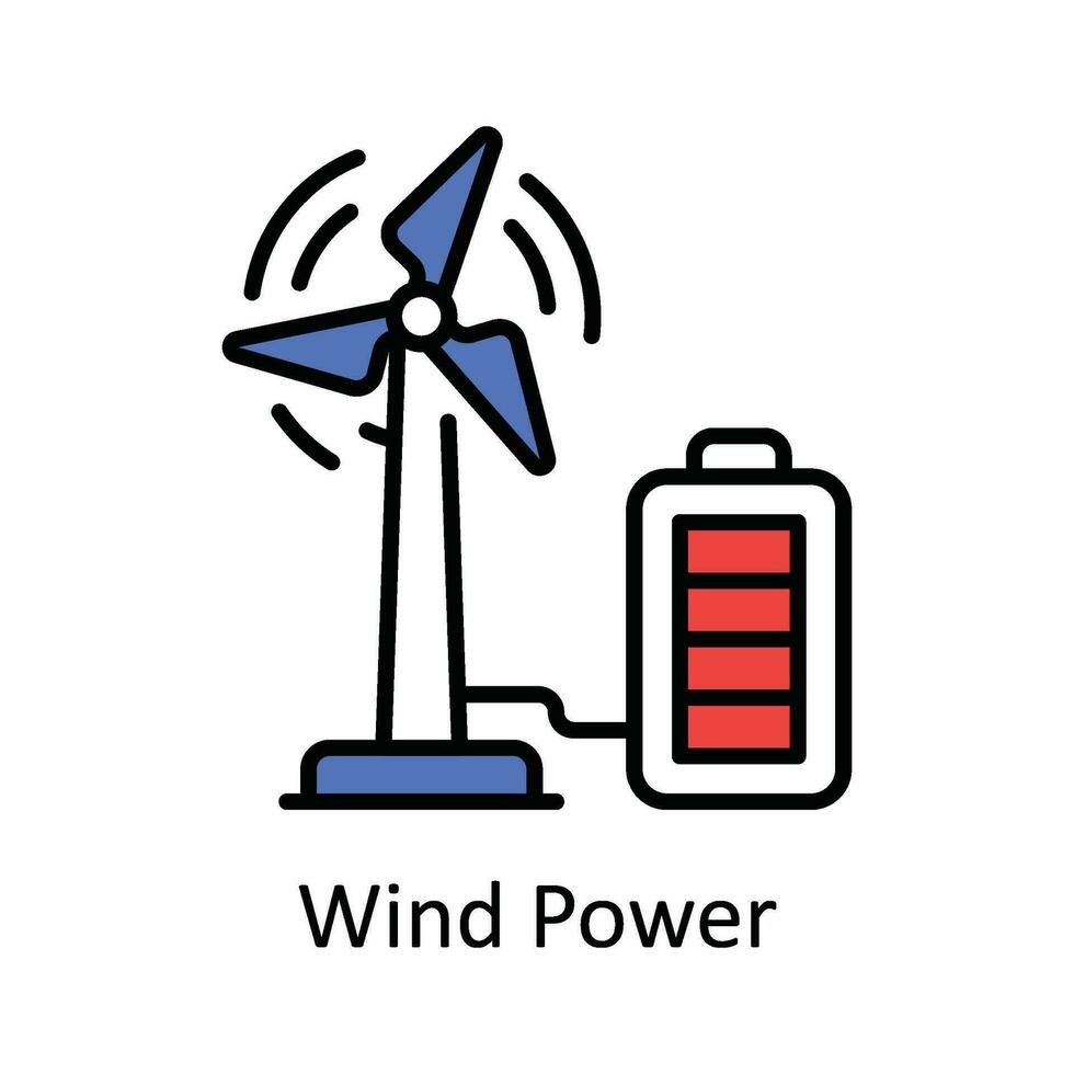 Wind Power Vector Fill outline Icon Design illustration. Smart Industries Symbol on White background EPS 10 File