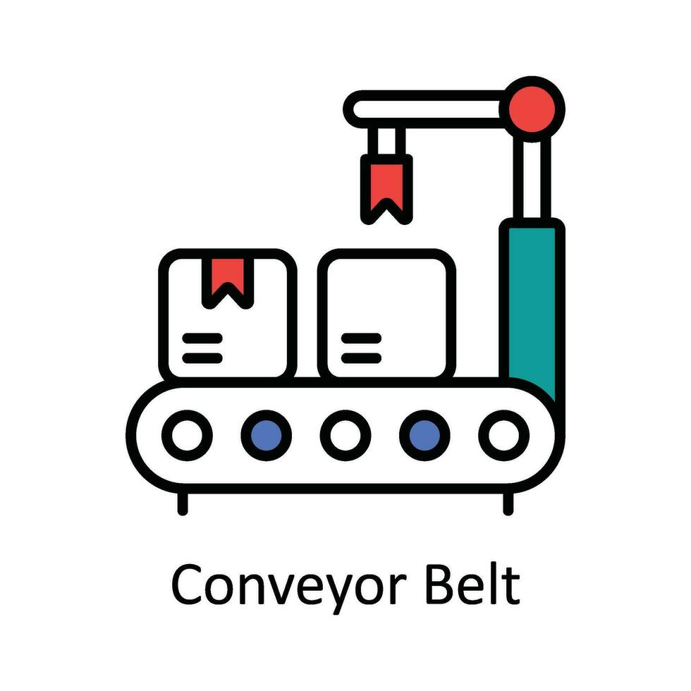 transportador cinturón vector llenar contorno icono diseño ilustración. inteligente industrias símbolo en blanco antecedentes eps 10 archivo