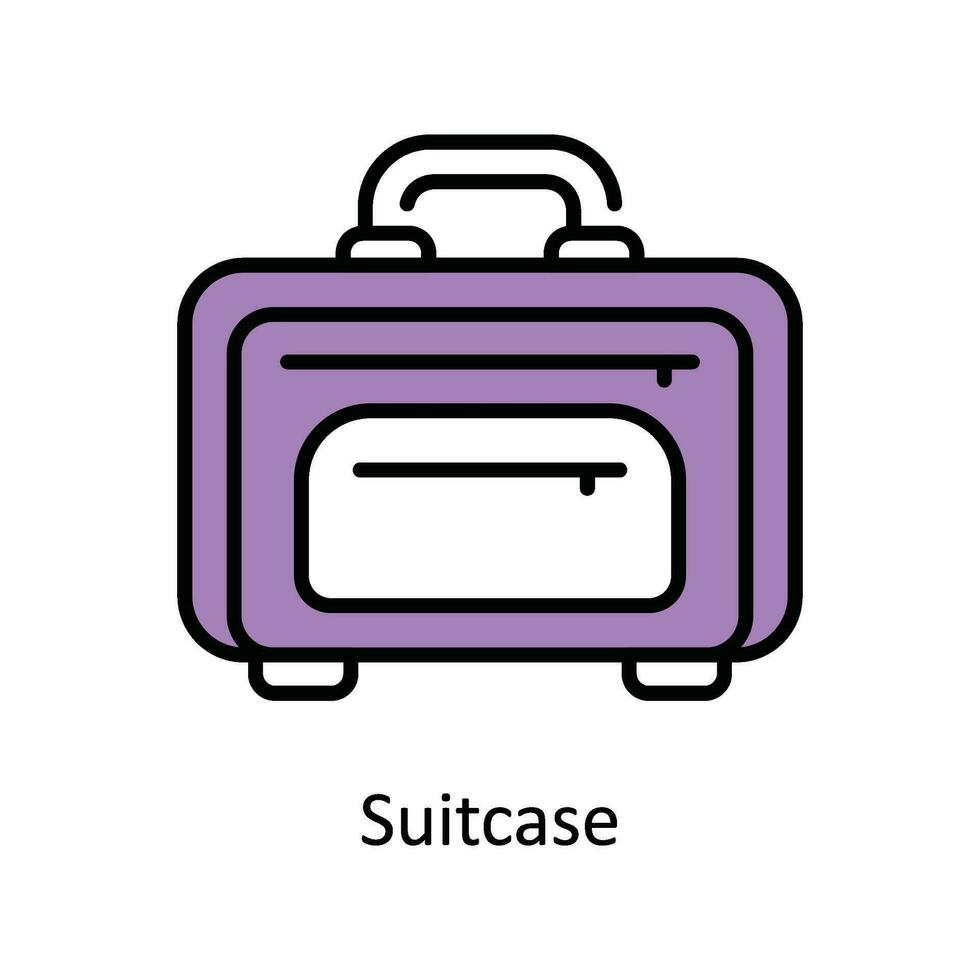 Suitcase Vector Fill outline Icon Design illustration. Travel and Hotel Symbol on White background EPS 10 File