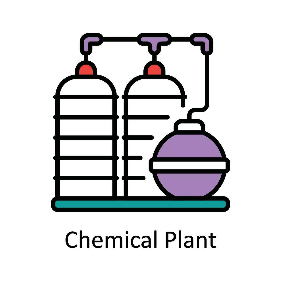 Chemical Plant Vector Fill outline Icon Design illustration. Smart Industries Symbol on White background EPS 10 File