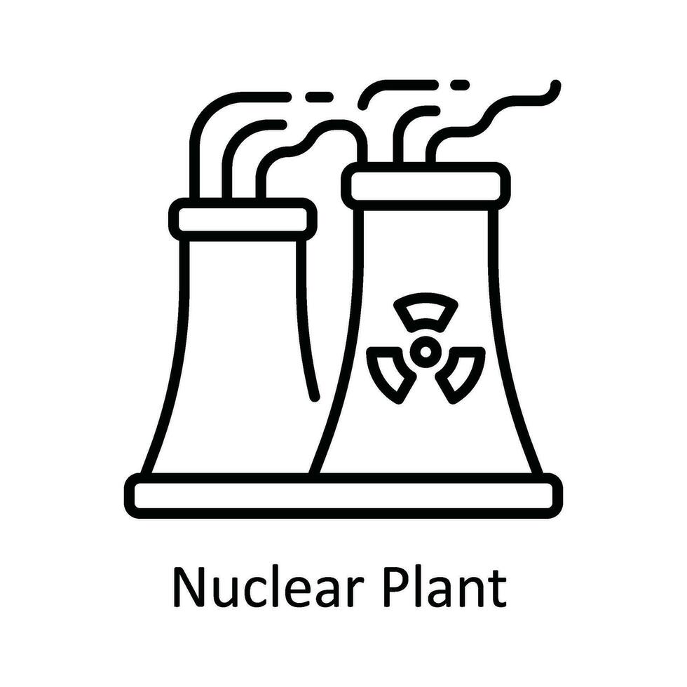 nuclear planta vector contorno icono diseño ilustración. inteligente industrias símbolo en blanco antecedentes eps 10 archivo