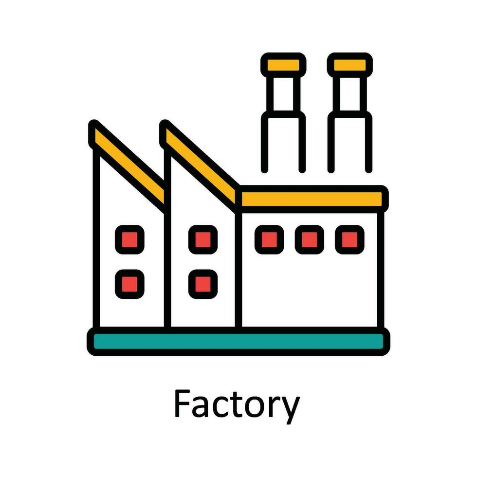 Factory Vector Fill outline Icon Design illustration. Smart Industries Symbol on White background EPS 10 File