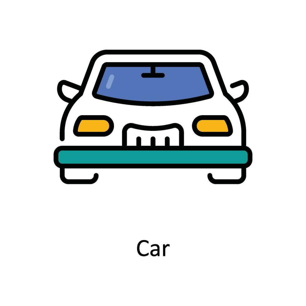 Car Vector Fill outline Icon Design illustration. Travel and Hotel Symbol on White background EPS 10 File