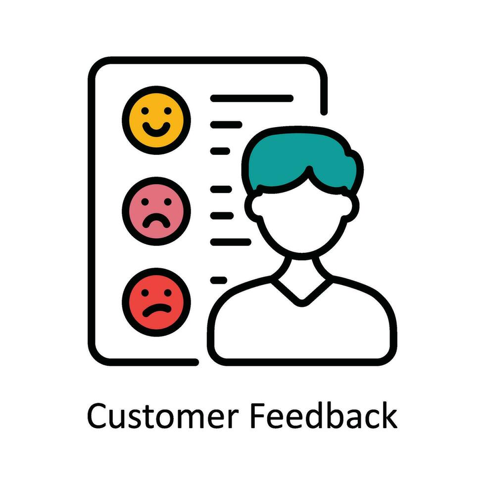 Customer Feedback Vector Fill outline Icon Design illustration. Digital Marketing  Symbol on White background EPS 10 File