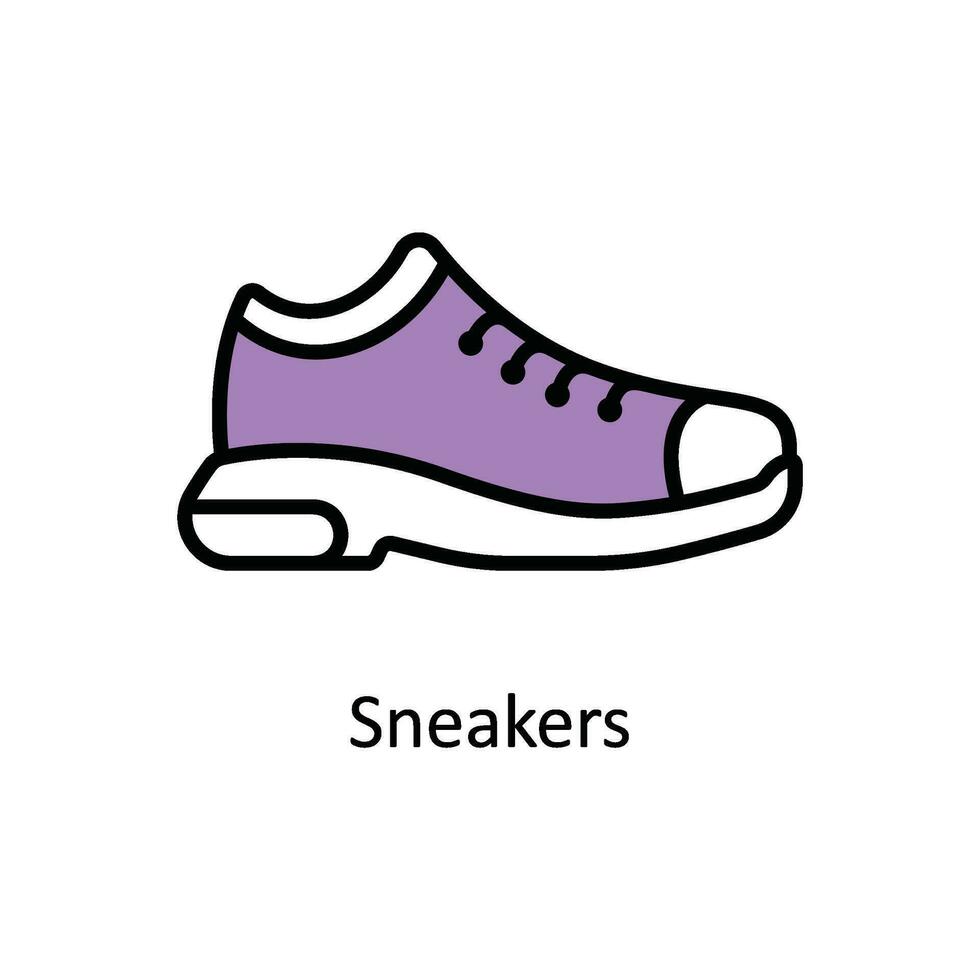 Sneakers Vector Fill outline Icon Design illustration. Travel and Hotel Symbol on White background EPS 10 File