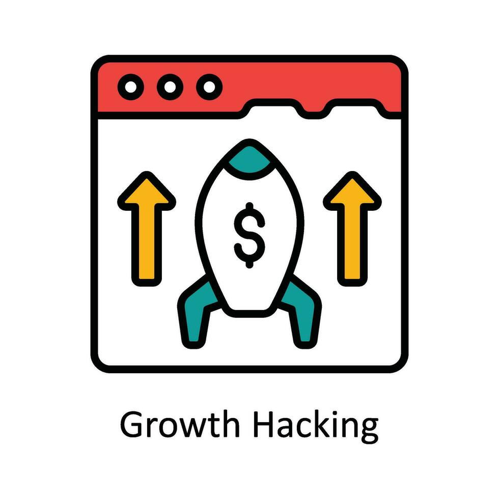 Growth Hacking Vector Fill outline Icon Design illustration. Digital Marketing  Symbol on White background EPS 10 File