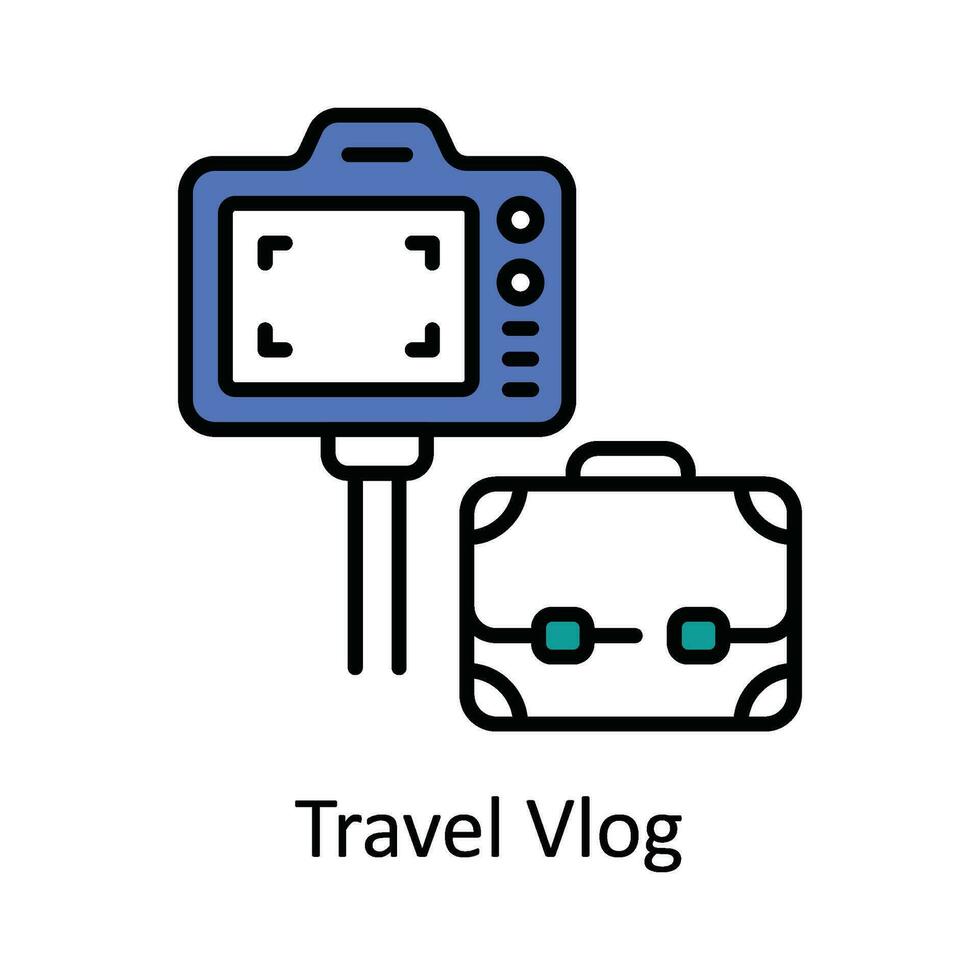 Travel Vlog Vector  Fill outline Icon Design illustration. Online streaming Symbol on White background EPS 10 File