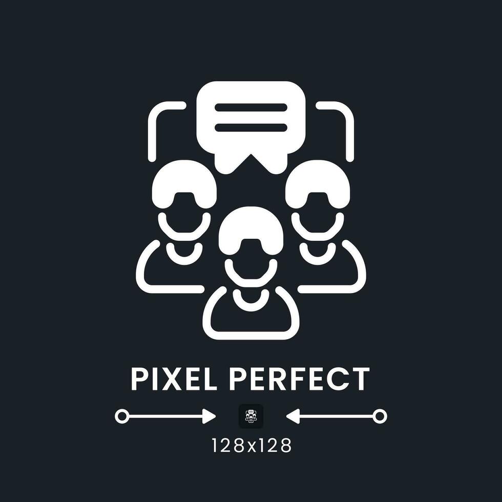 Team messaging white solid desktop icon. Small business. Communication software. Pixel perfect 128x128, outline 4px. Silhouette symbol for dark mode. Glyph pictogram. Vector isolated image