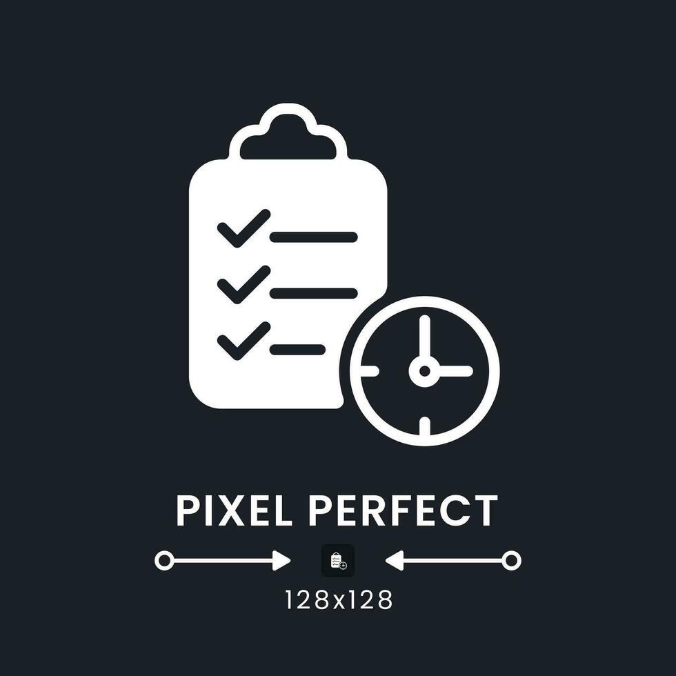 Time management white solid desktop icon. Team collaboration software. Optimizing teamwork. Pixel perfect 128x128, outline 4px. Silhouette symbol for dark mode. Glyph pictogram. Vector isolated image