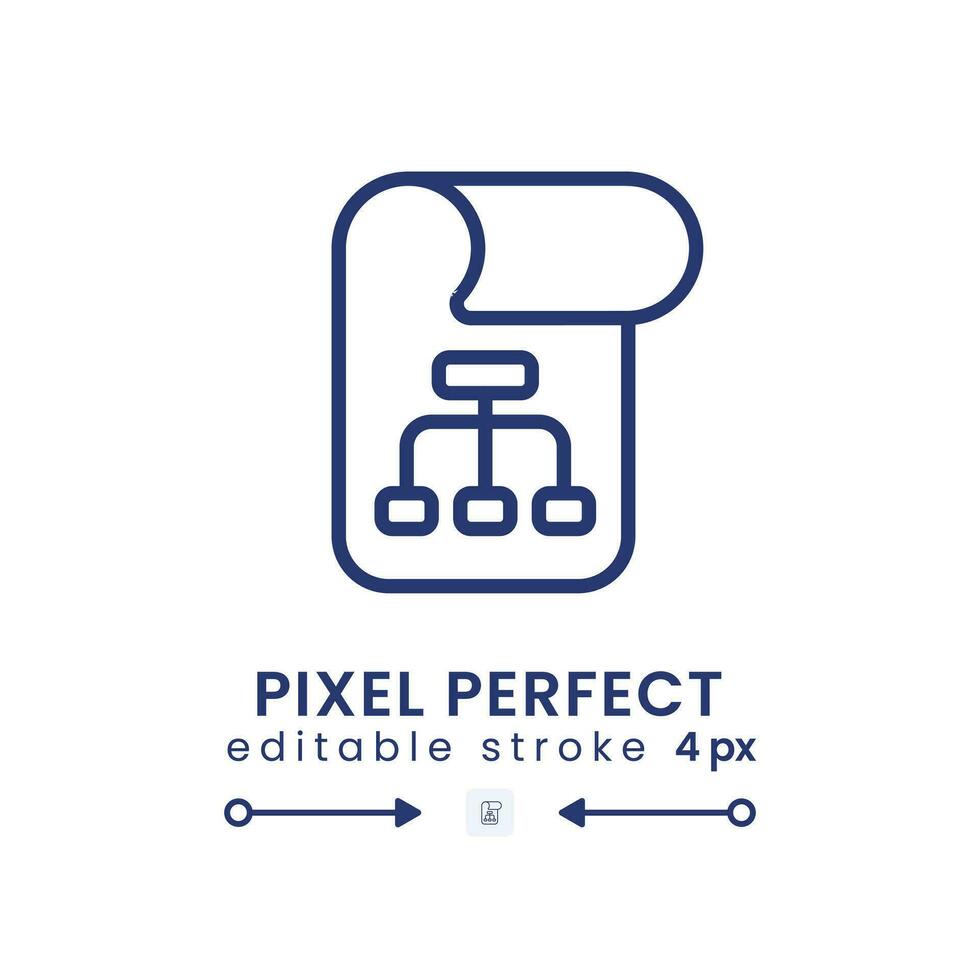 Project plan linear desktop icon. Software development. Business management. Work processes. Pixel perfect, outline 4px. GUI, UX design. Isolated user interface element for website. Editable stroke vector