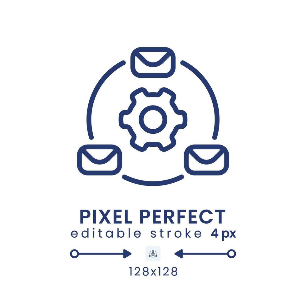 Email management linear desktop icon. Productivity tool. Inbox organizer. Mail cleaner. Pixel perfect 128x128, outline 4px. GUI, UX design. Isolated user interface element for website. Editable stroke vector