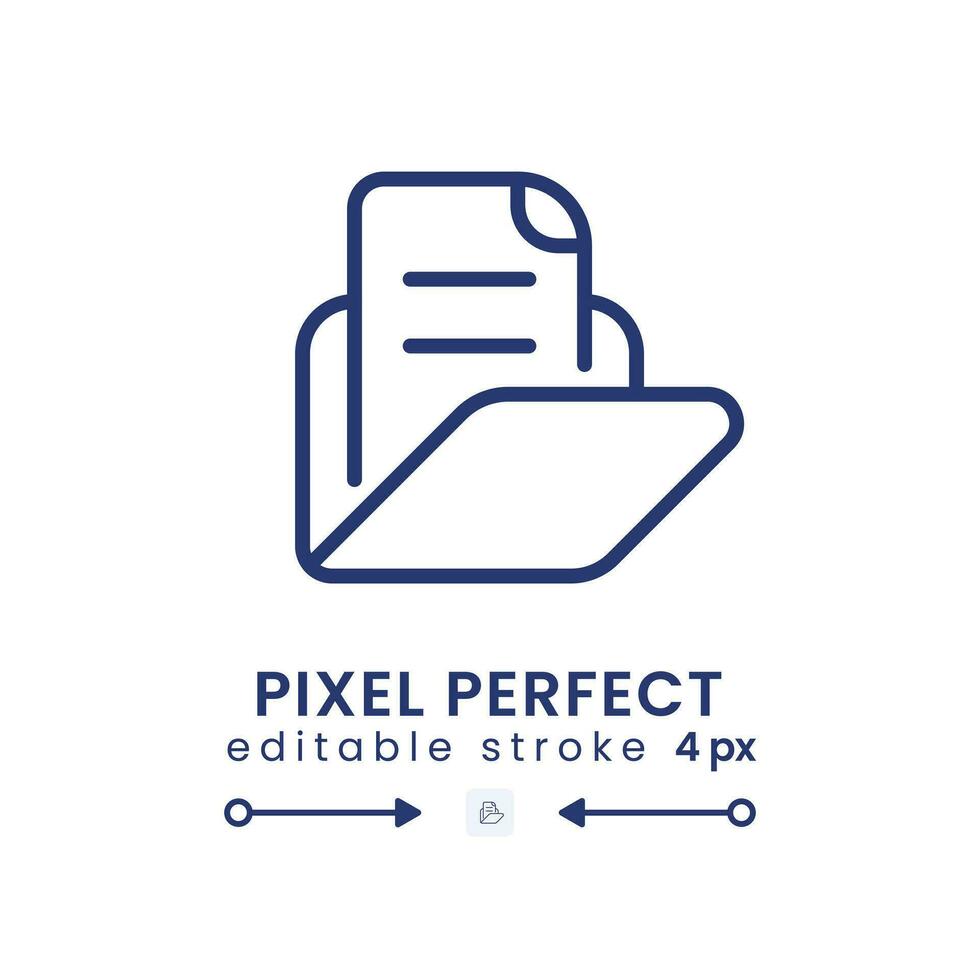 Computer files folder linear desktop icon. Online documents. Organizing information. Pixel perfect, outline 4px. GUI, UX design. Isolated user interface element for website. Editable stroke vector