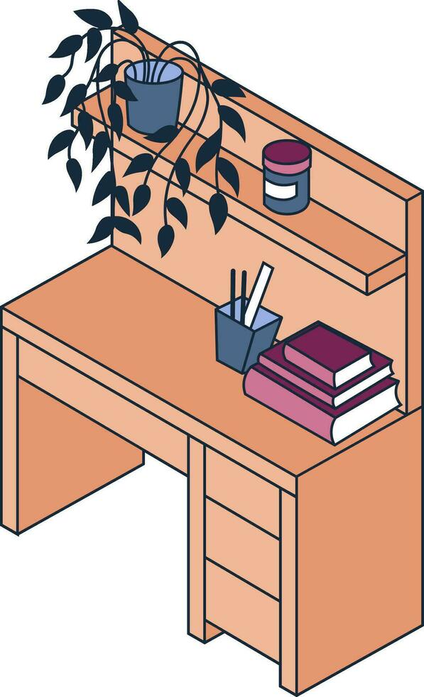 Isometric table. Cute furniture. Vector. vector
