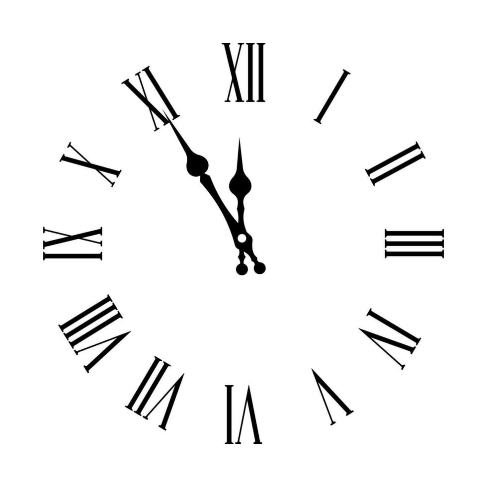 Roman numerals for wall clocks with arrows on a white background isolated. Vector. vector