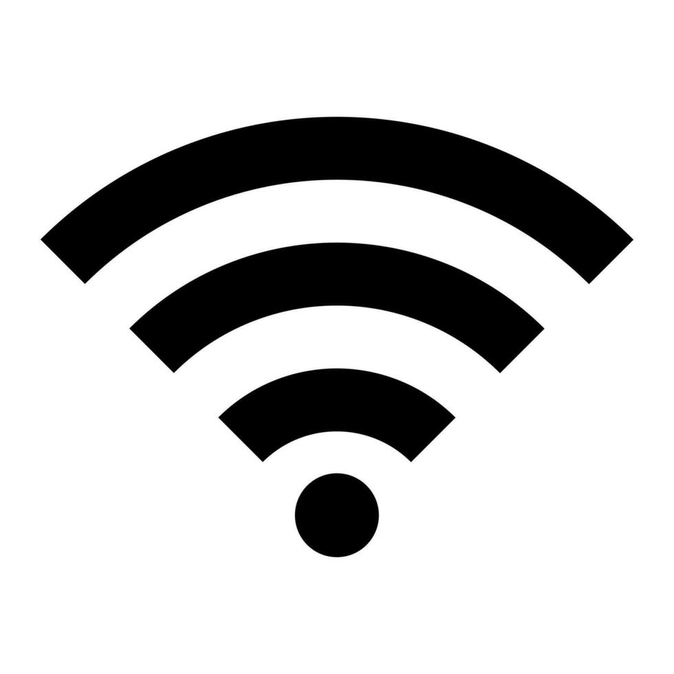 Wi-Fi icon in black on a white background. Wireless internet signal. Vector illustration.