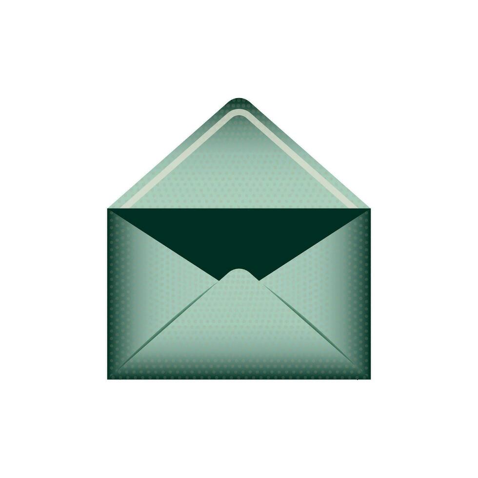 Open textured envelope with green gradient isolated on white background. The letter has been received and read. Nice icon for websites, applications. Vector. vector