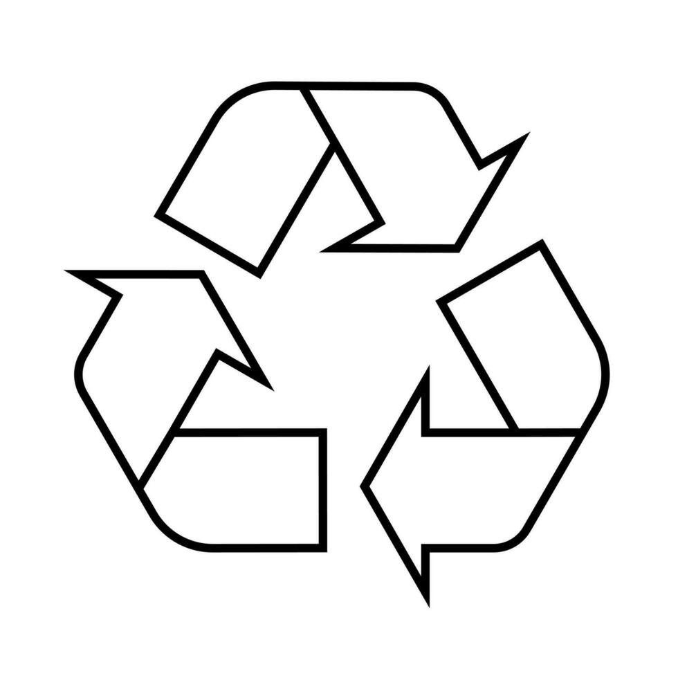 Recycling sign on a white background. White arrows with a black outline move in a circle. Environment protection. Vector. vector